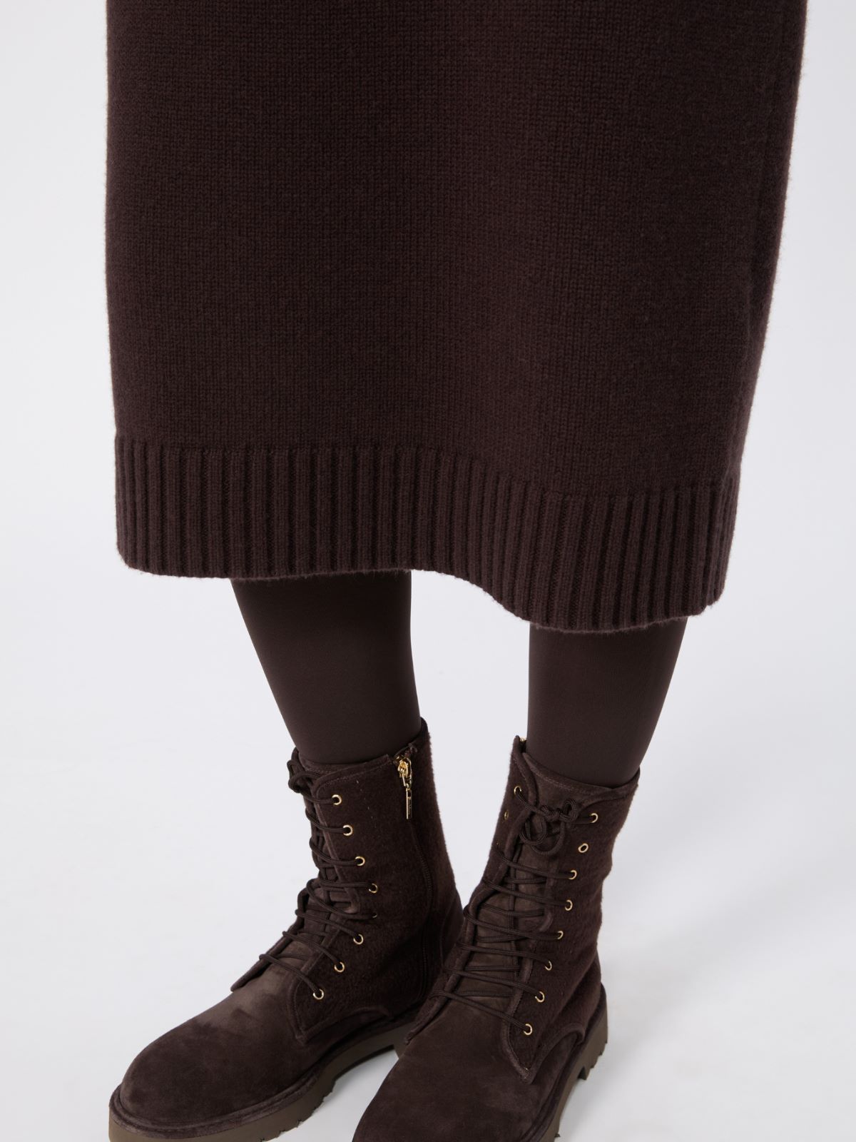 Wool and cashmere yarn dress - DARK BROWN - Max Mara - 5