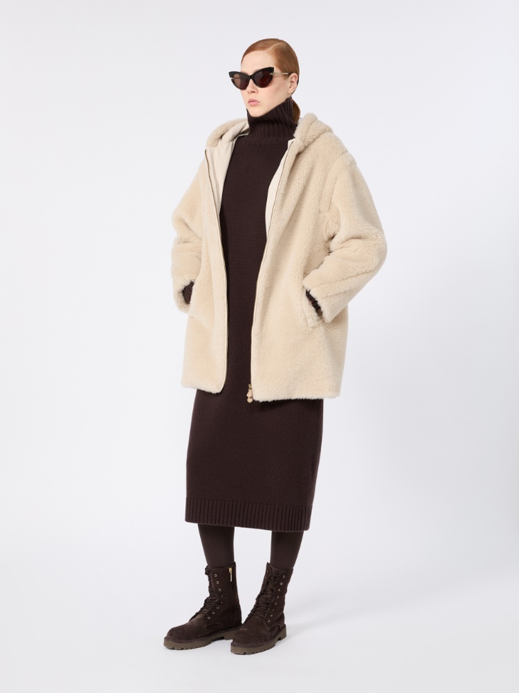 Wool and cashmere yarn dress - DARK BROWN