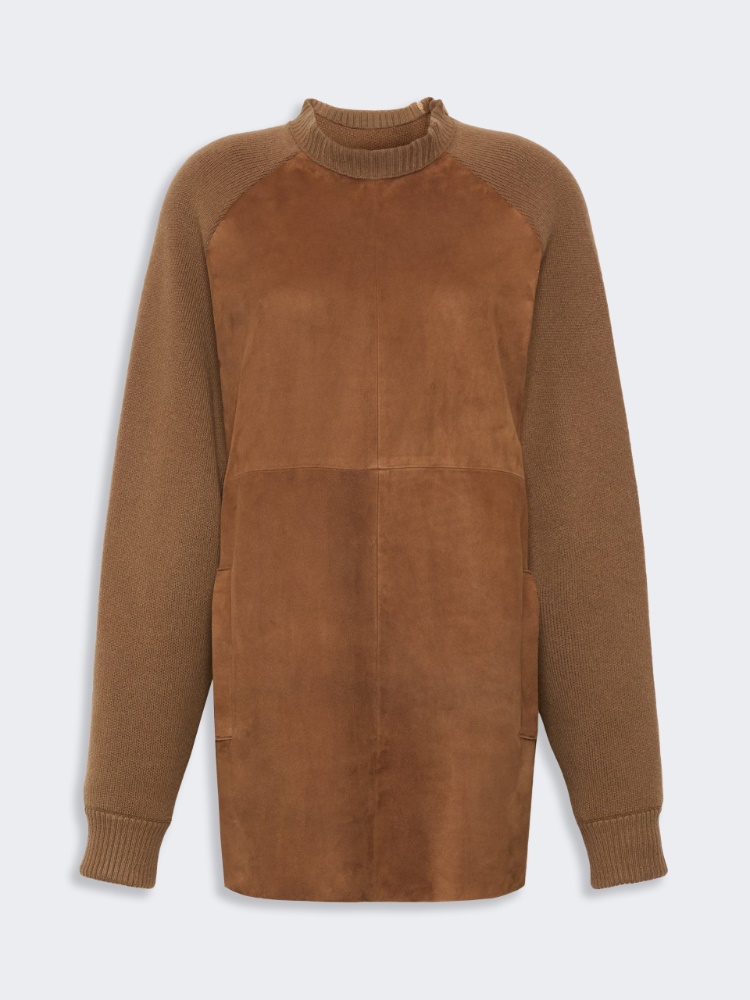 Short wool and cashmere dress - CAMEL