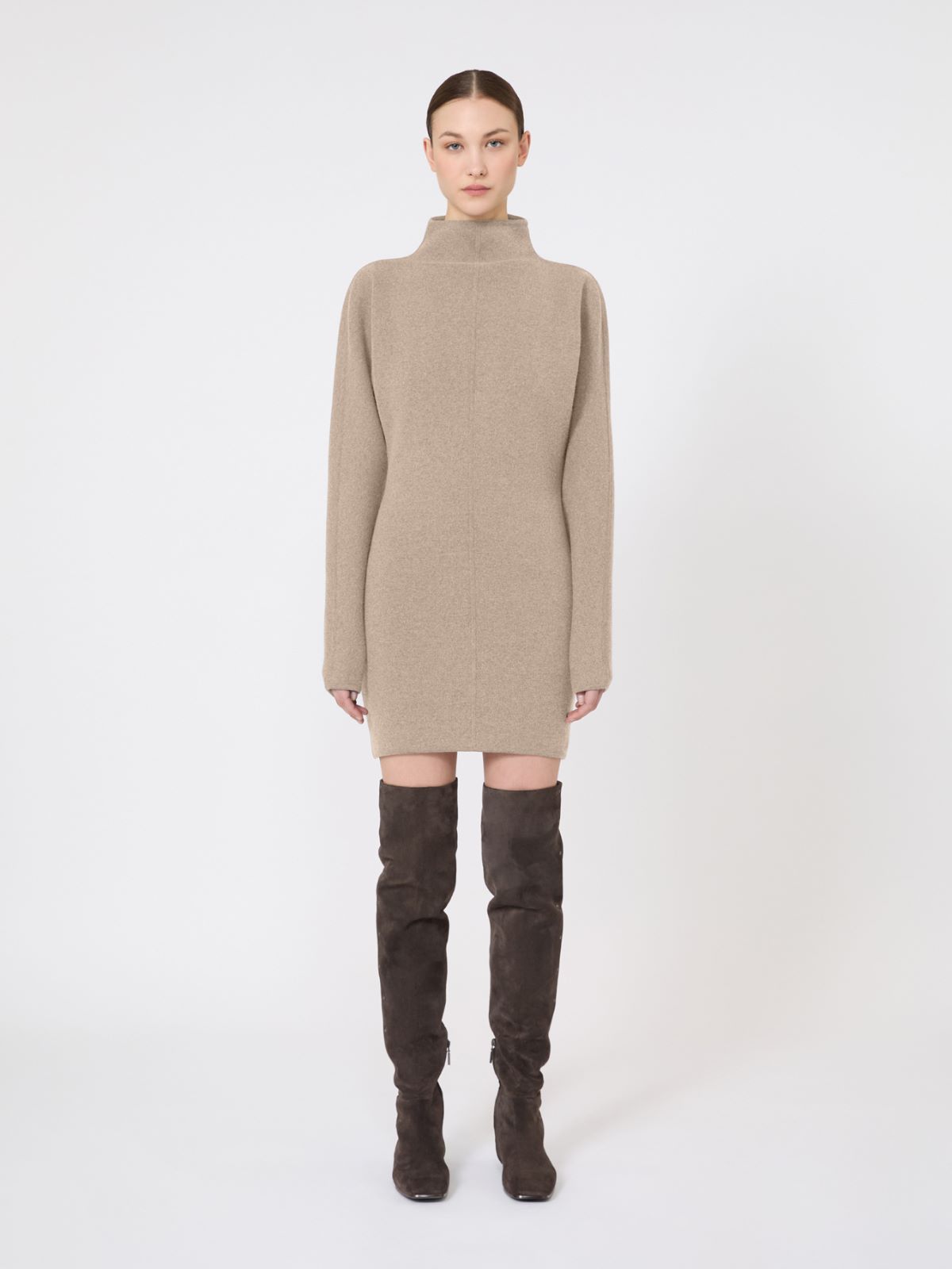 Short wool and cashmere yarn dress - BEIGE - Max Mara