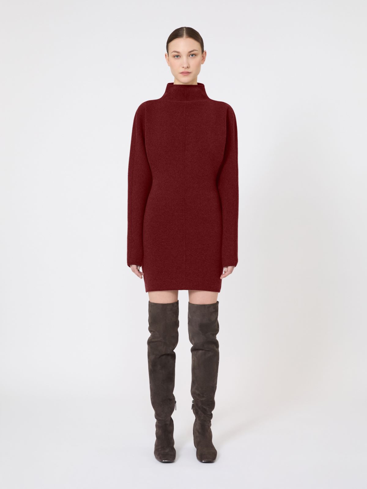 Short wool and cashmere yarn dress - BROWN BORDEAUX - Max Mara - 2