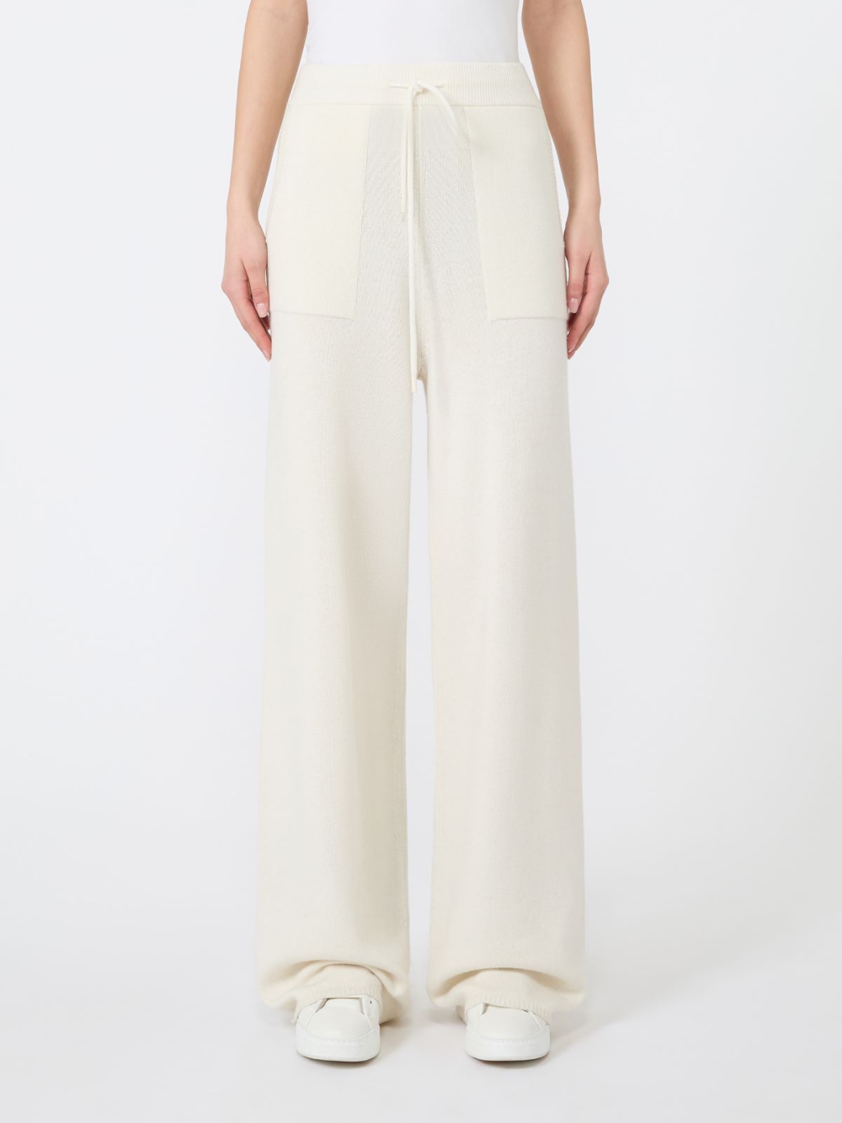 Wide cashmere yarn trousers - BLANC - Max Mara - 2
