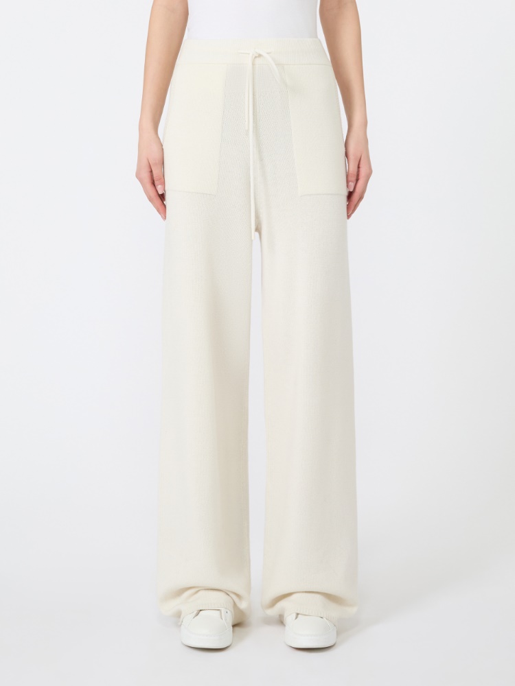 Wide cashmere yarn trousers - BLANC - Max Mara - 2