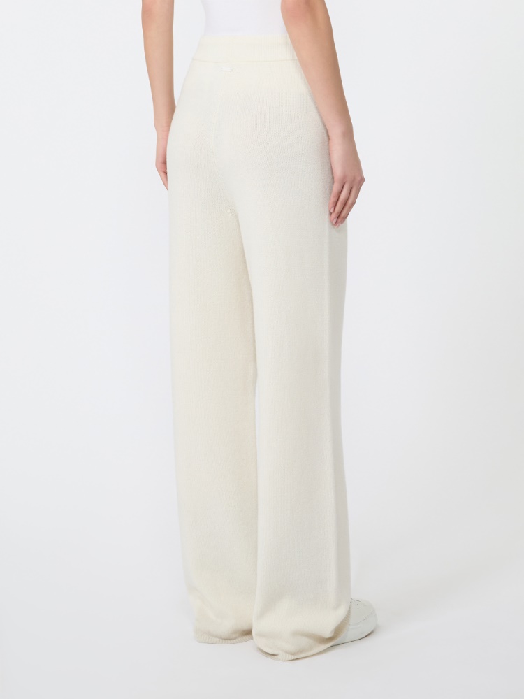 Wide cashmere yarn trousers - BLANC - Max Mara - 3
