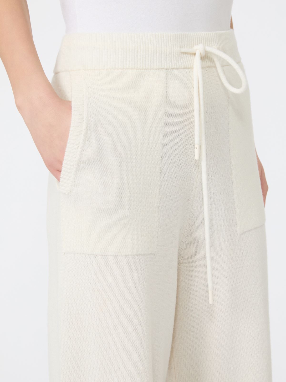 Wide cashmere yarn trousers - BLANC - Max Mara - 5