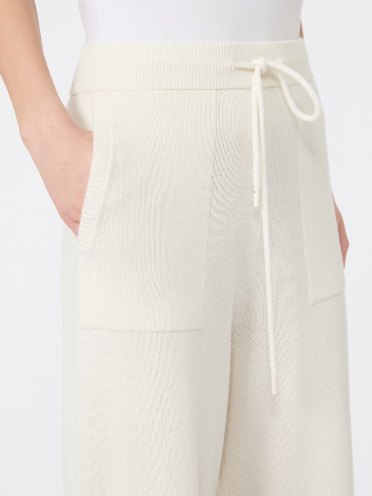 Wide cashmere yarn trousers - BLANC - Max Mara - 5