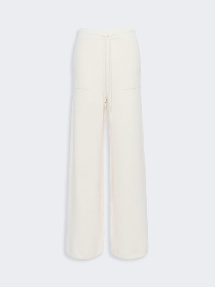 Wide cashmere yarn trousers - BLANC