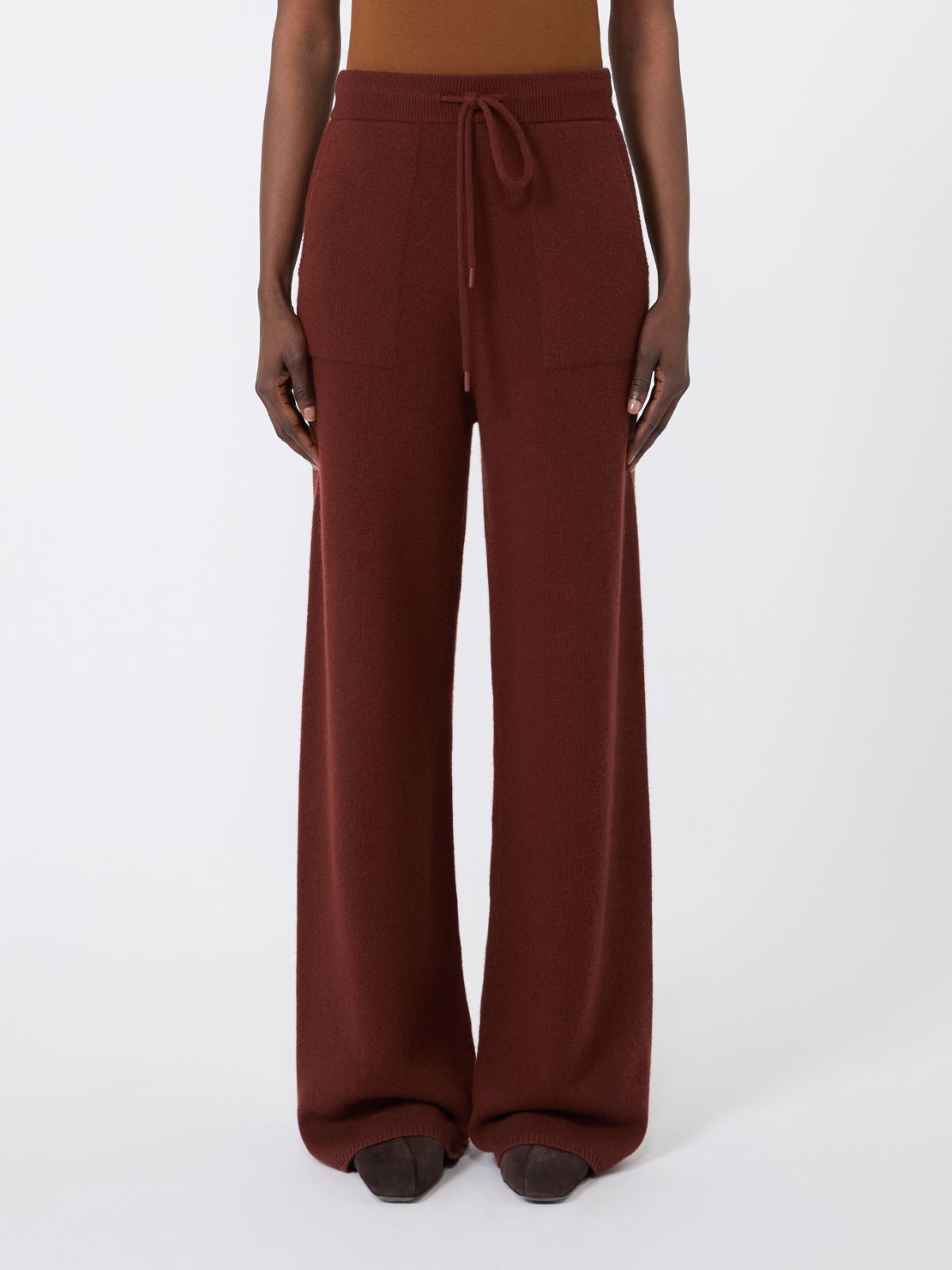 Wide cashmere yarn trousers - RUST - Max Mara - 2