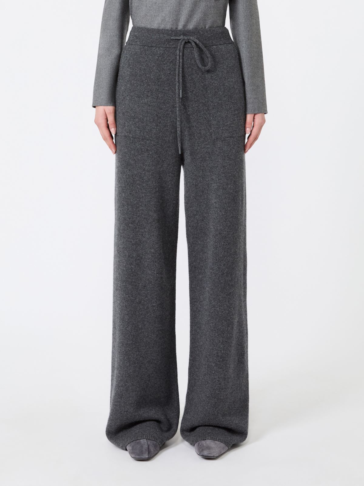 Wide cashmere yarn trousers - DARK GREY - Max Mara - 2