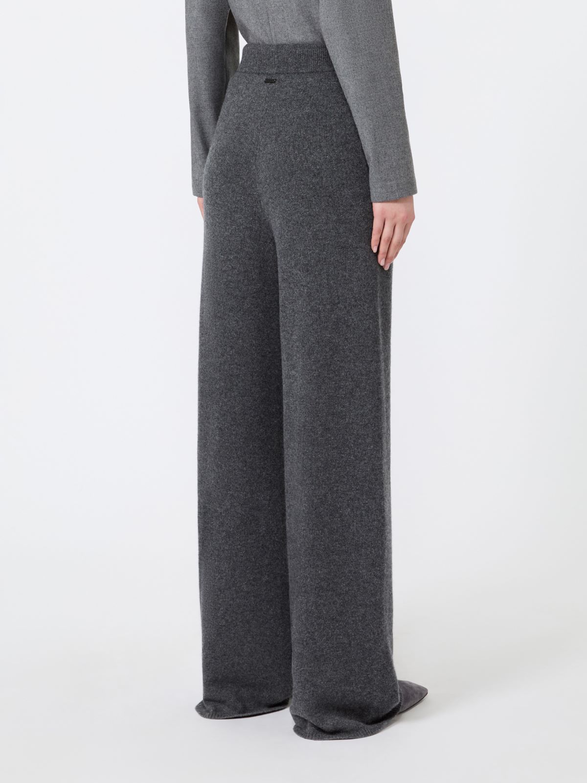 Wide cashmere yarn trousers - DARK GREY - Max Mara - 3