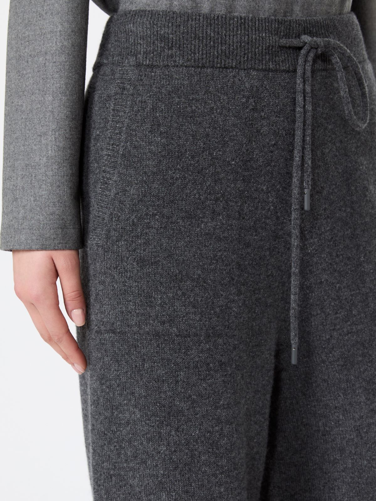 Wide cashmere yarn trousers - DARK GREY - Max Mara - 4