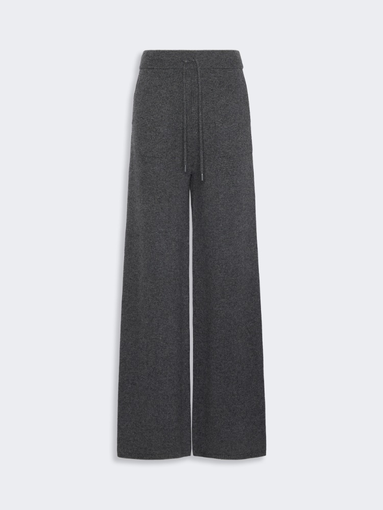 Wide cashmere yarn trousers - DARK GREY