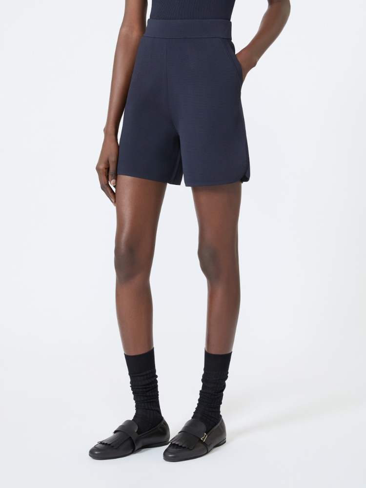 Crepe yarn shorts - ULTRAMARINE - 2
