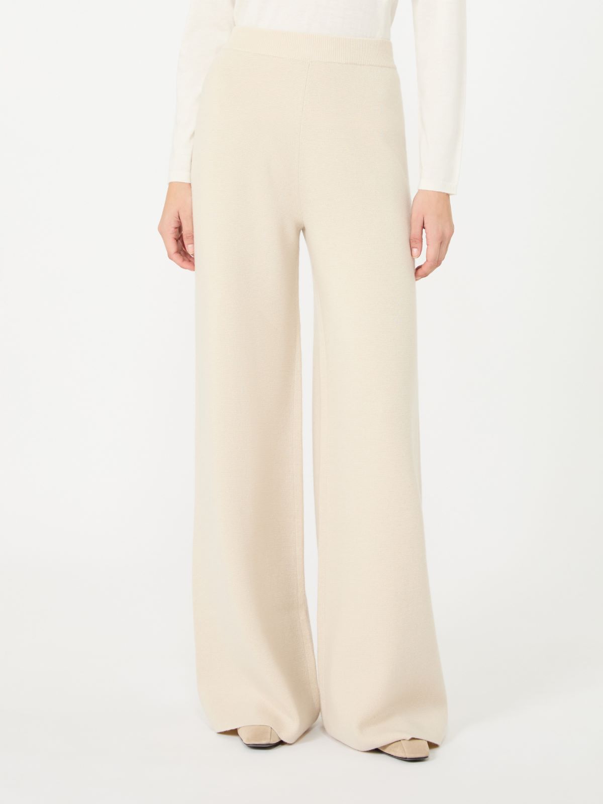 Wide wool and cashmere yarn trousers - BEIGE - Max Mara - 2