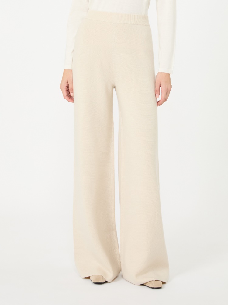 Wide wool and cashmere yarn trousers - BEIGE - Max Mara - 2