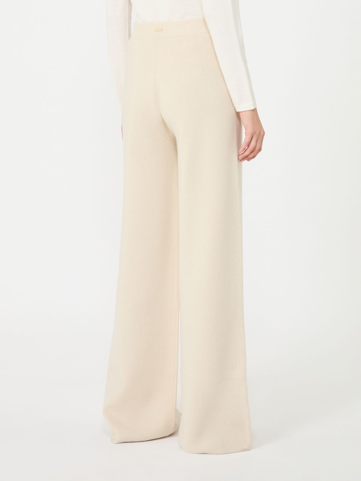 Wide wool and cashmere yarn trousers - BEIGE - Max Mara - 3