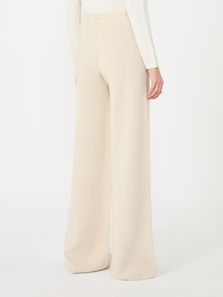 Wide wool and cashmere yarn trousers - BEIGE - Max Mara - 3