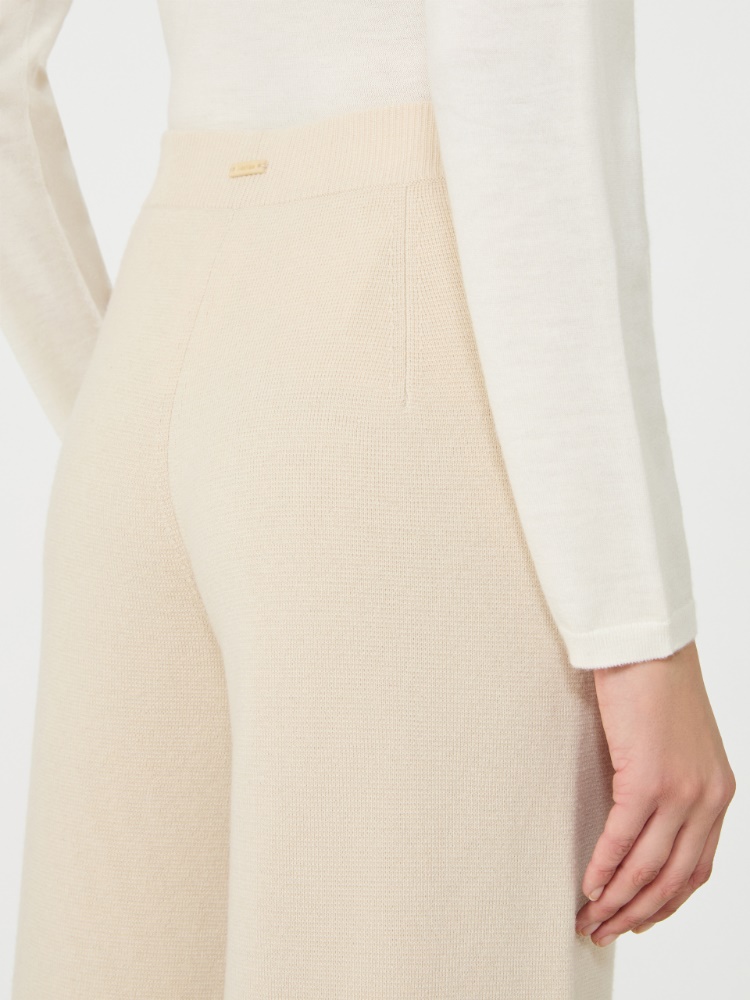 Wide wool and cashmere yarn trousers - BEIGE - Max Mara - 4