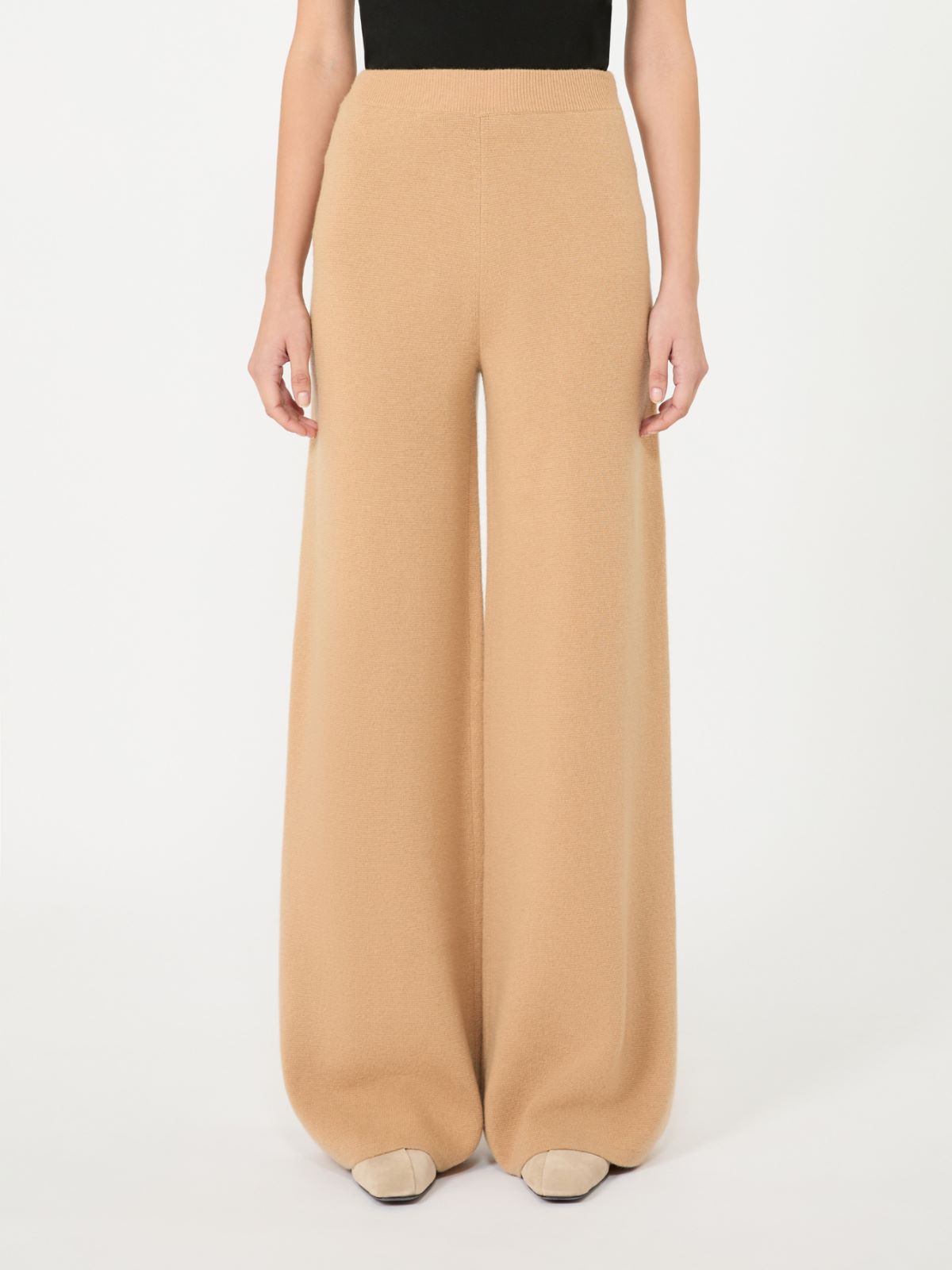 Wide wool and cashmere yarn trousers - CAMEL - Max Mara - 2