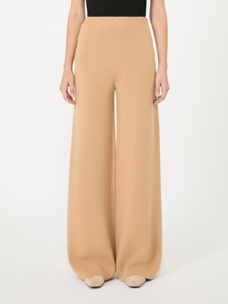 Wide wool and cashmere yarn trousers - CAMEL - Max Mara - 2