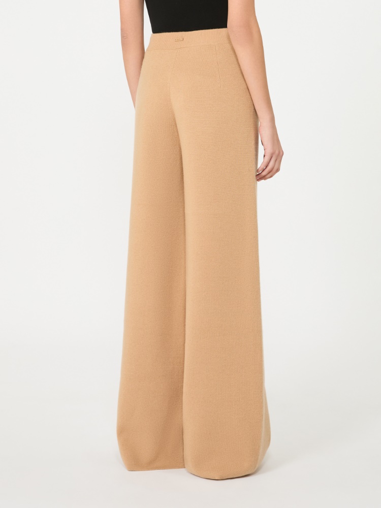 Wide wool and cashmere yarn trousers - CAMEL - Max Mara - 3