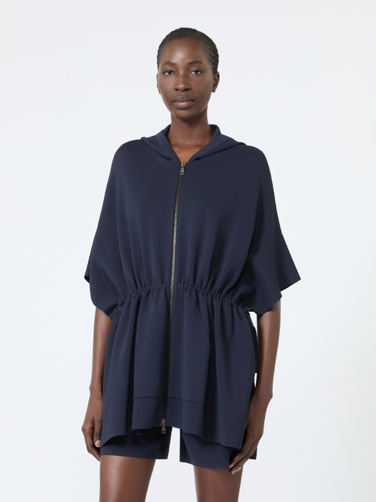 Loose, viscose crêpe cardigan - ULTRAMARINE - 2