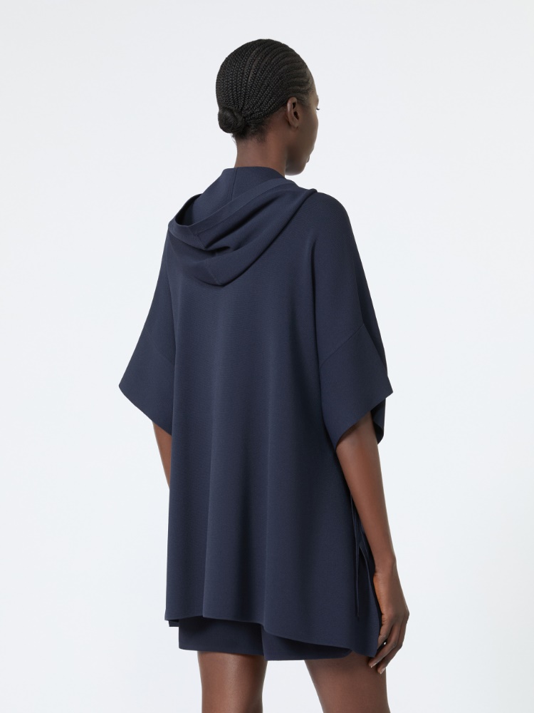 Loose, viscose crêpe cardigan - ULTRAMARINE - 3