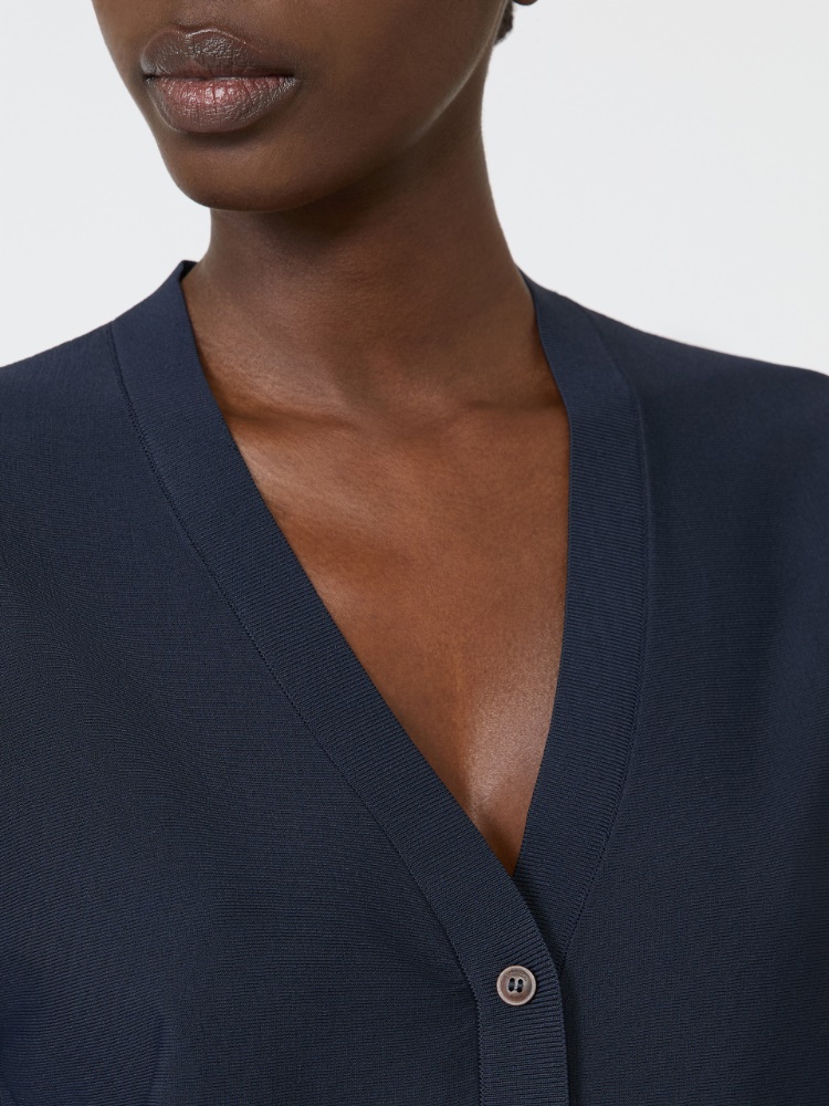 Viscose crepe cardigan - ULTRAMARINE - 4