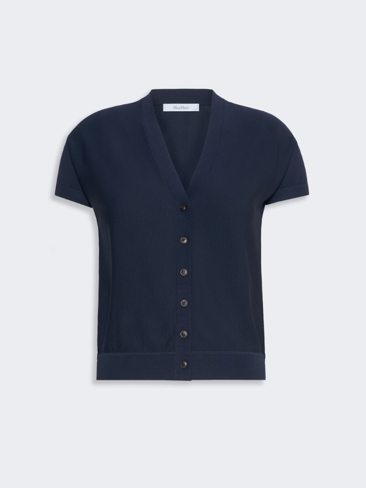 Viscose crepe cardigan - ULTRAMARINE - 5