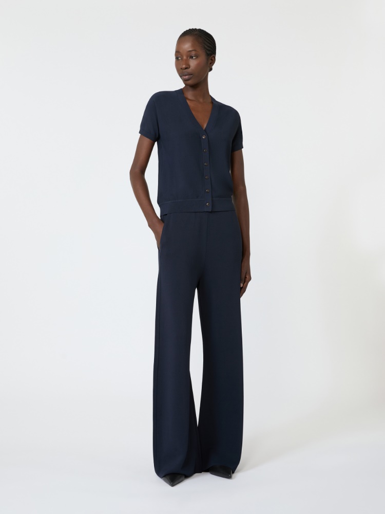 Viscose crepe cardigan - ULTRAMARINE