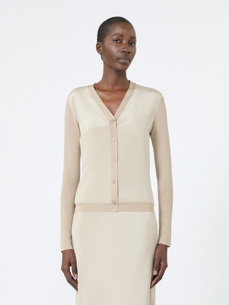 Cashmere and silk cardigan - STONE - 2