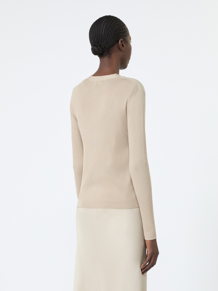 Cashmere and silk cardigan - STONE - 3