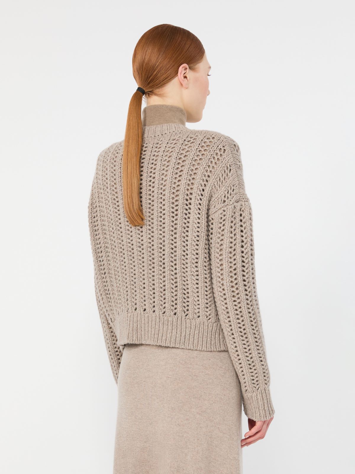 Open-knit cashmere boxy cardigan - SAND - Max Mara - 3