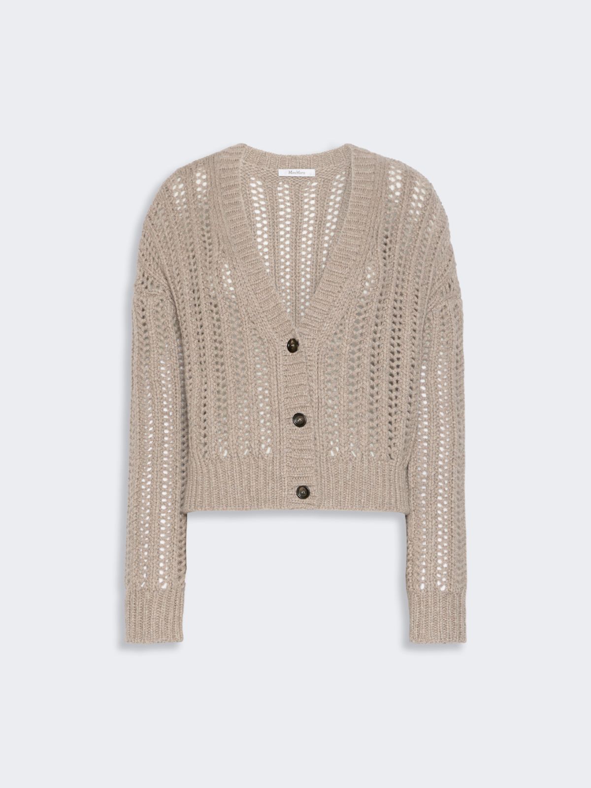 Open-knit cashmere boxy cardigan - SAND - Max Mara - 5