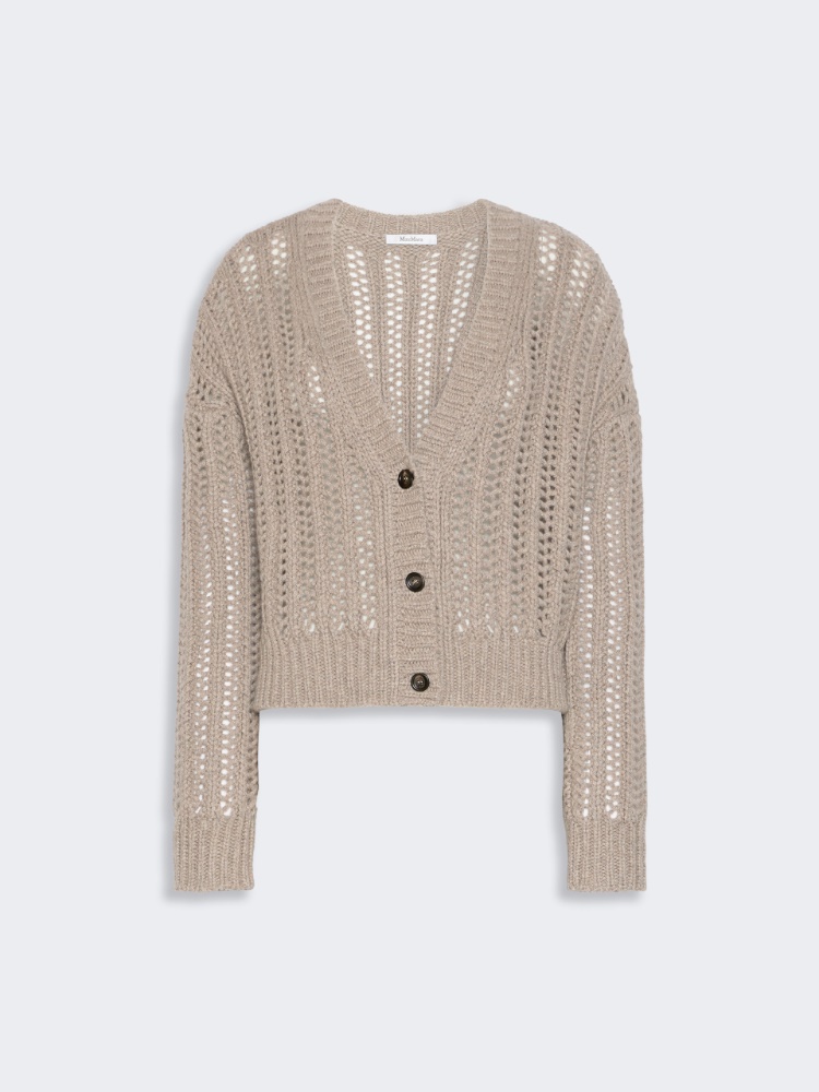 Open-knit cashmere boxy cardigan - SAND - Max Mara - 5