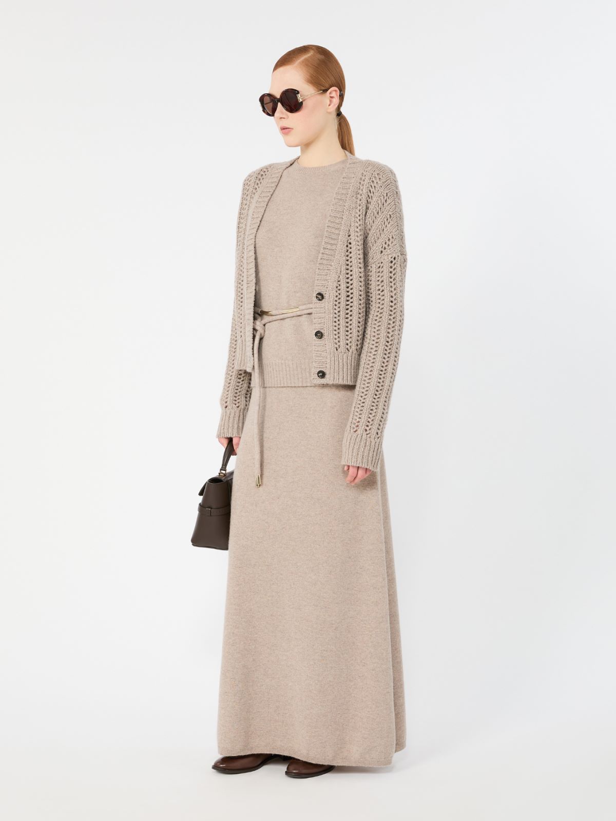 Open-knit cashmere boxy cardigan + SAND - Max Mara