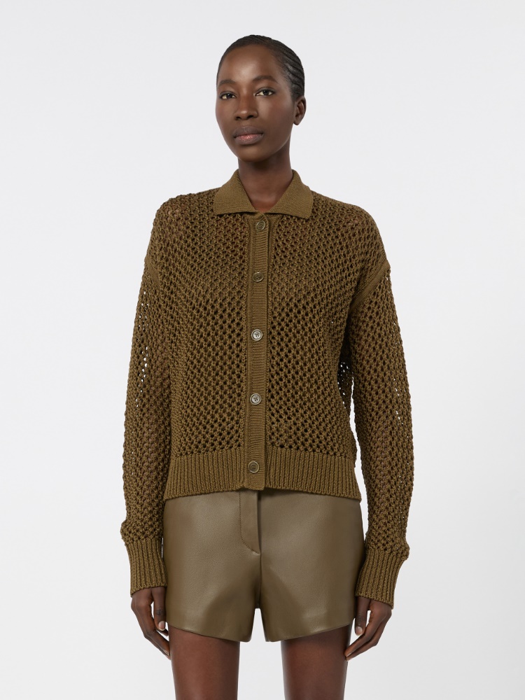 Cotton cordonnet cardigan - KAKI - 2