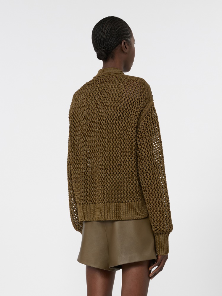 Cotton cordonnet cardigan - KAKI - 3