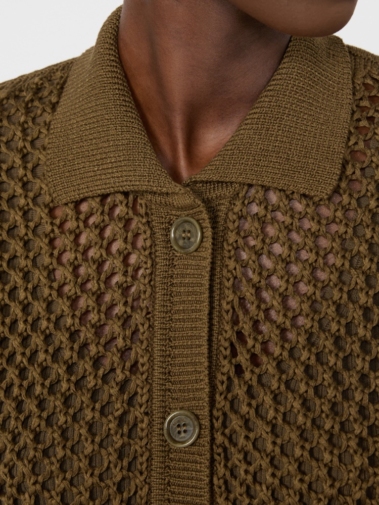 Cotton cordonnet cardigan - KAKI - 4