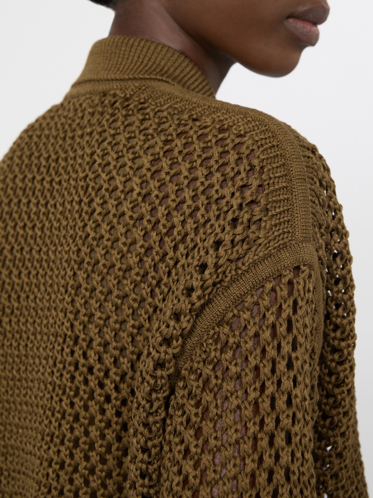 Cotton cordonnet cardigan - KAKI - 5
