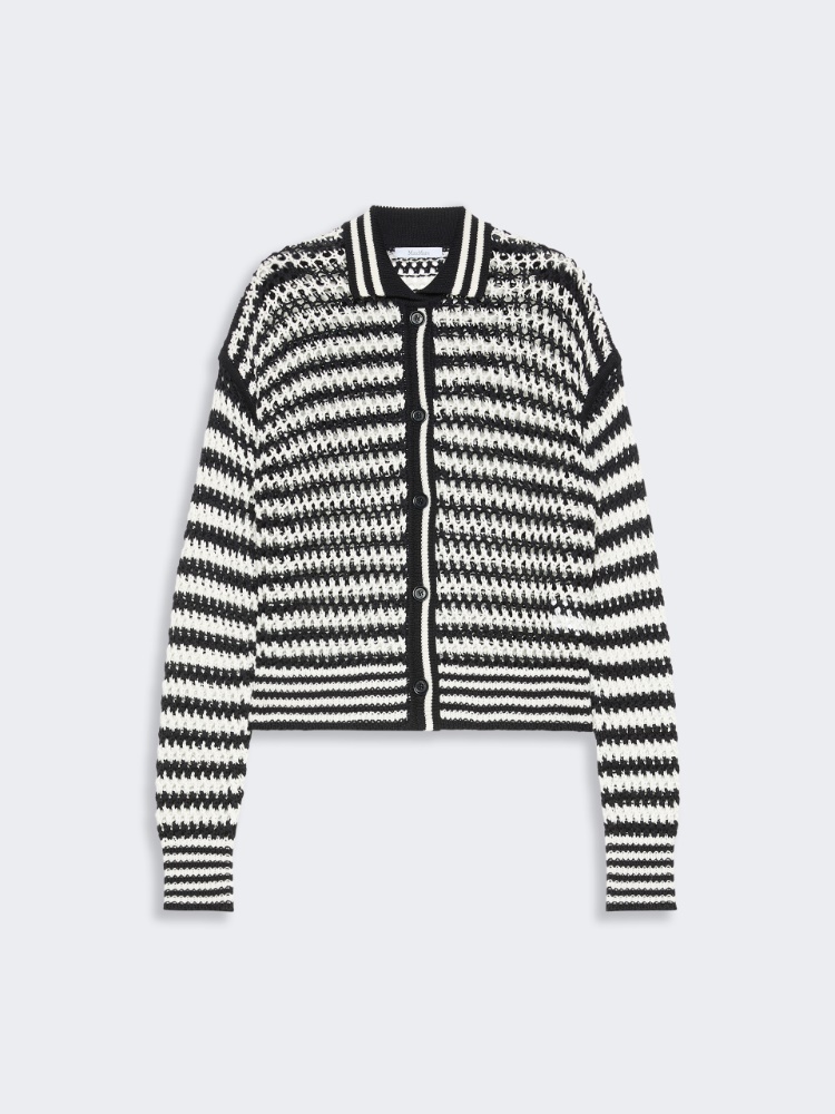 Cotton cordonnet cardigan - WHITE BLUE