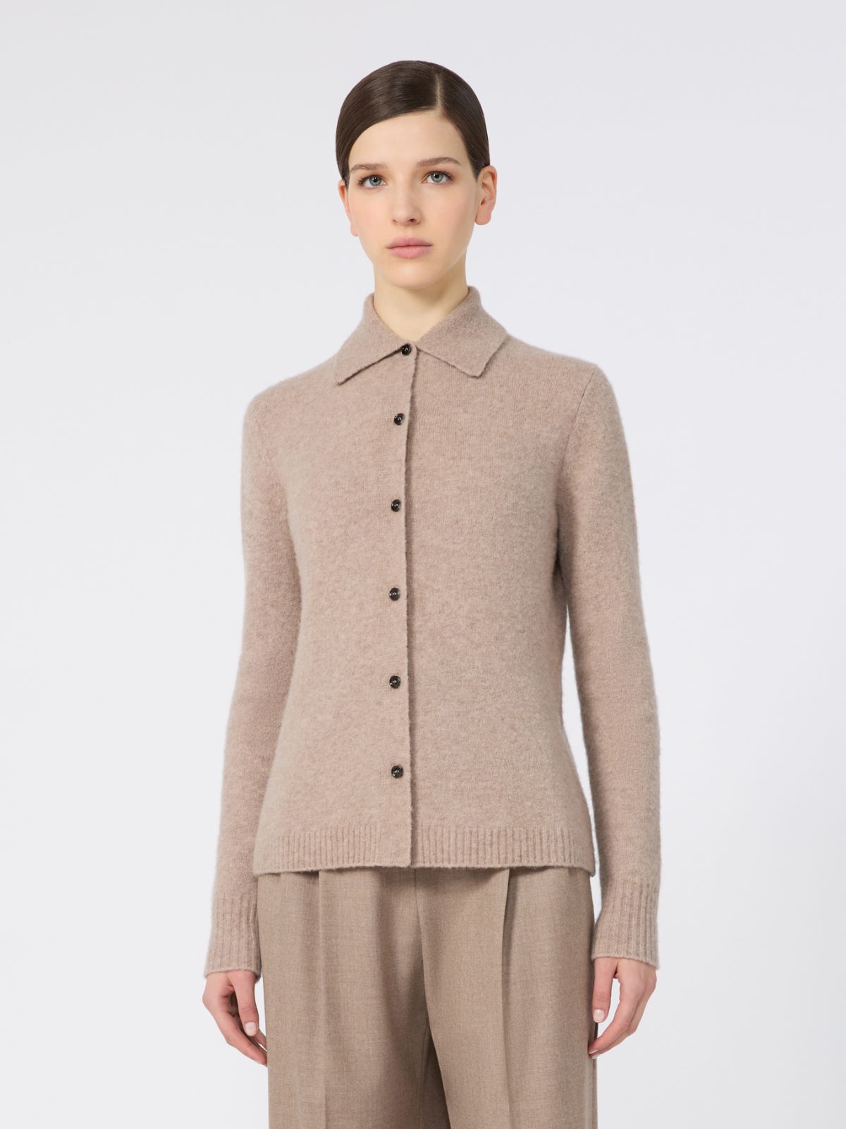 Cashmere yarn shirt-cut cardigan - SAND - Max Mara - 2