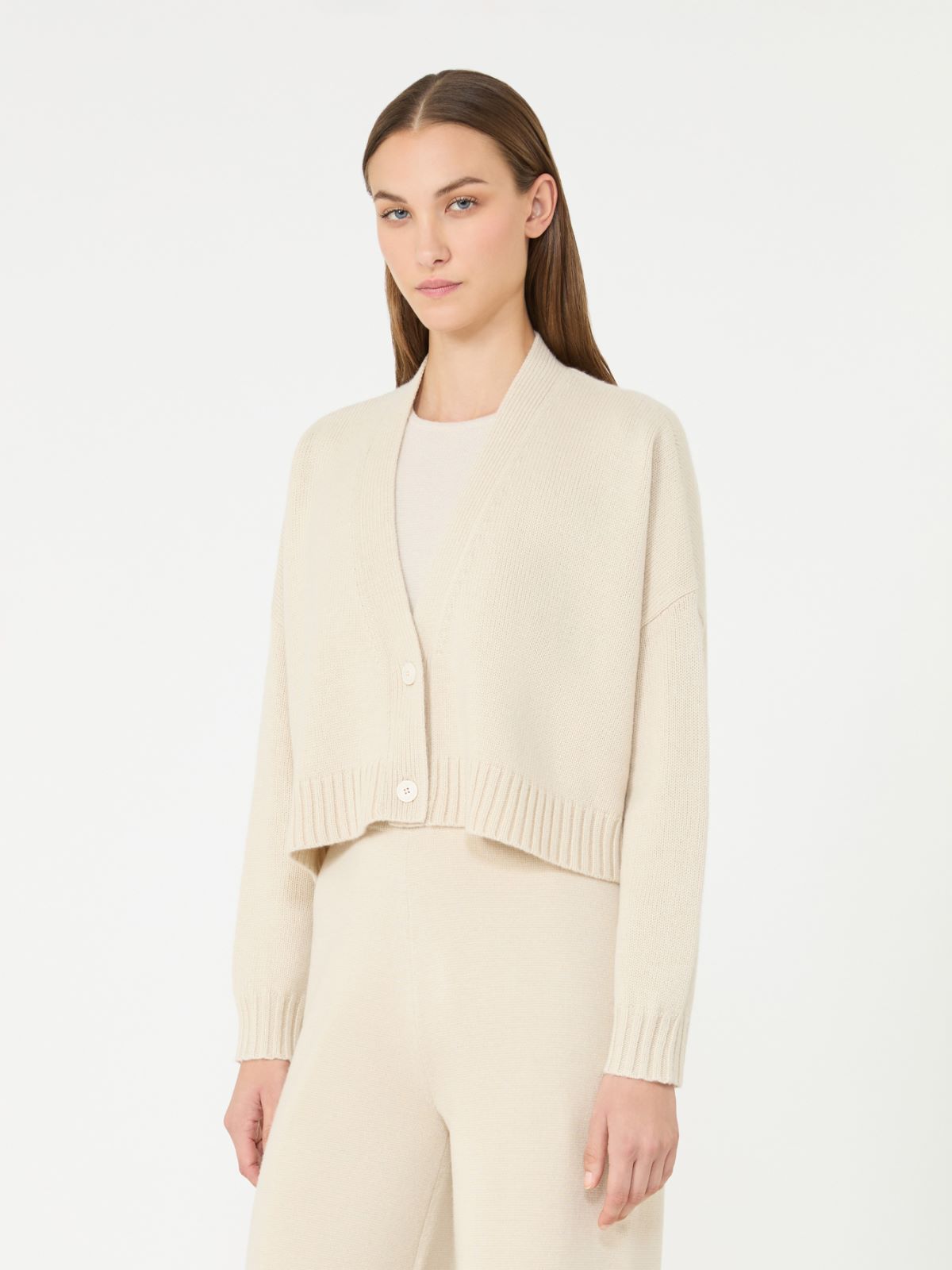 Wool and cashmere boxy cardigan - BEIGE - Max Mara - 2