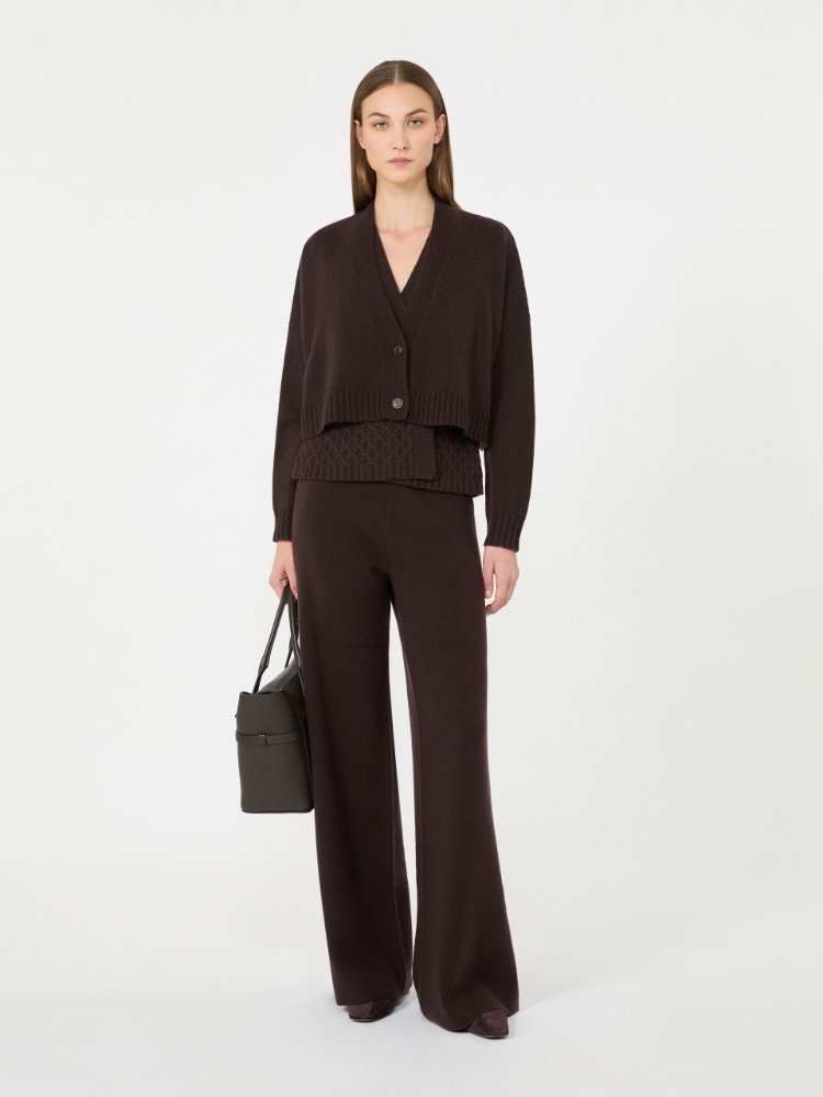 Wool and cashmere boxy cardigan - DARK BROWN - Max Mara