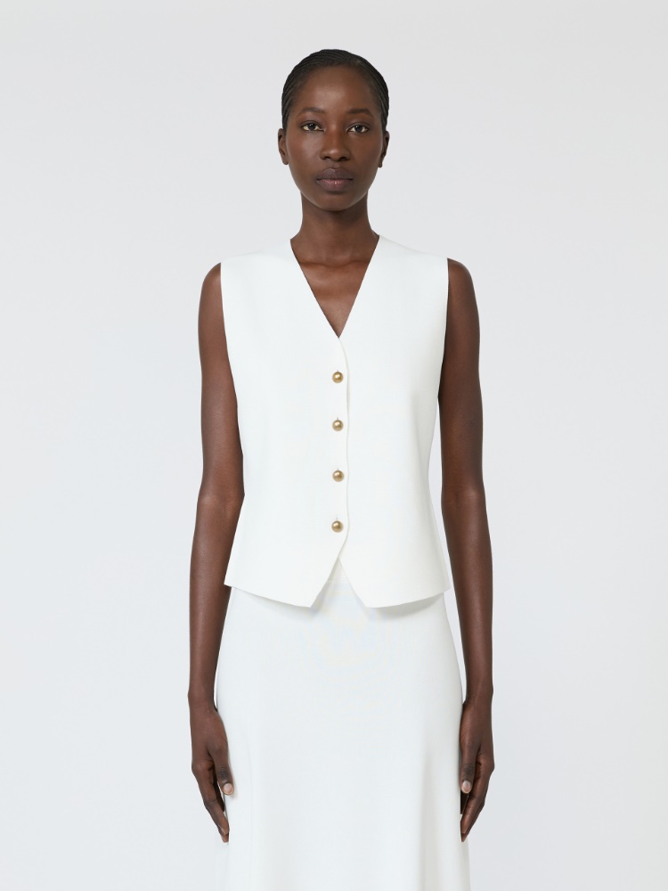Viscose crepe yarn gilet - WHITE - 2