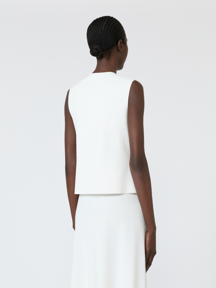 Viscose crepe yarn gilet - WHITE - 3