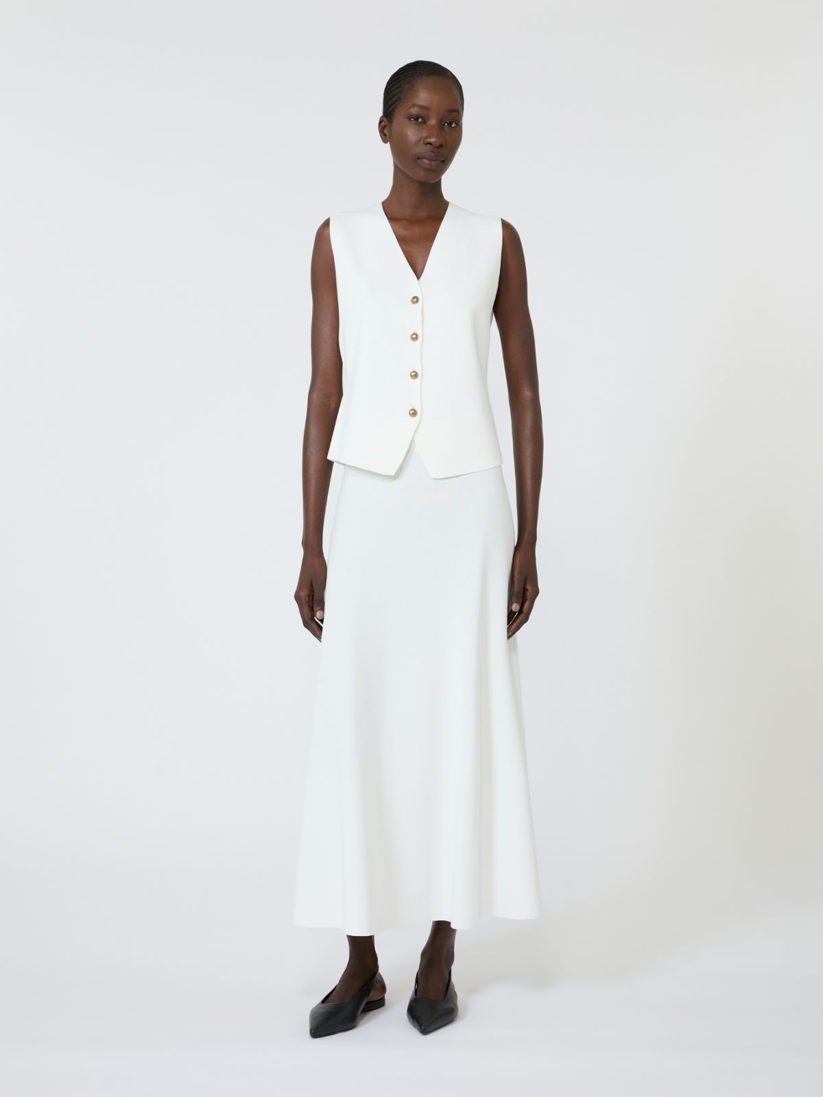 Viscose crepe yarn gilet + WHITE - Max Mara