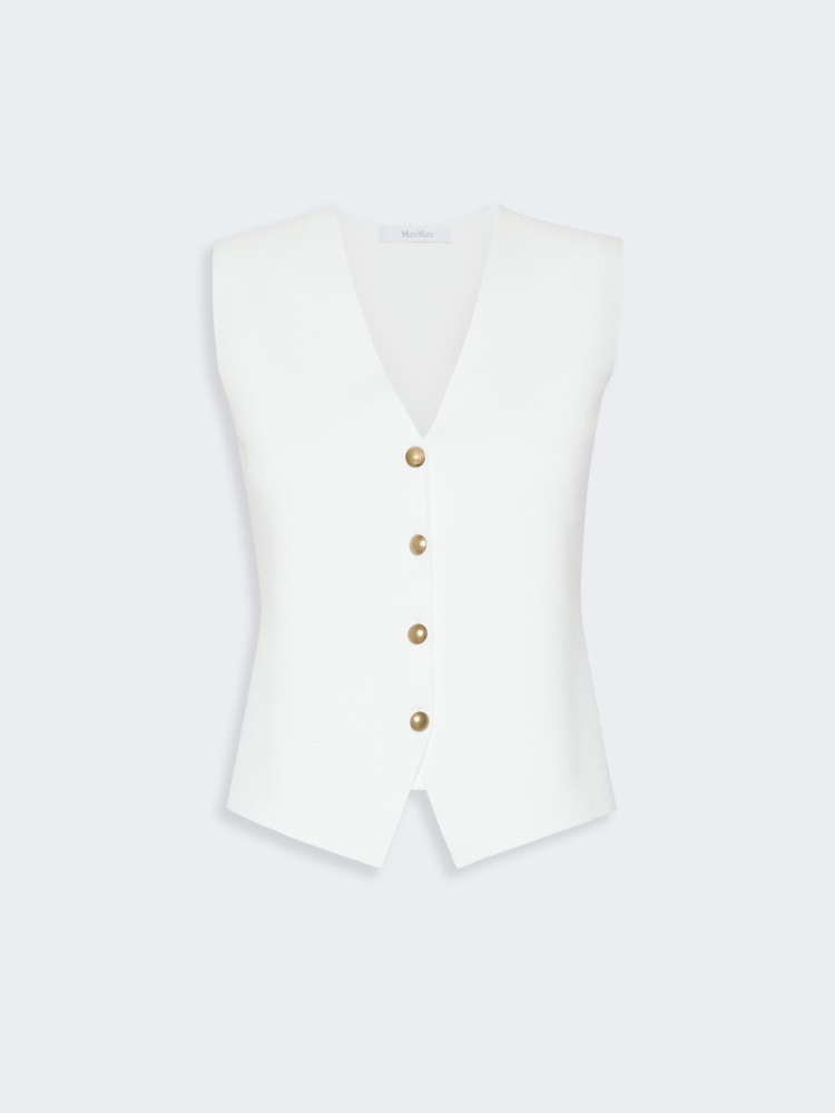 Viscose crepe yarn gilet - WHITE