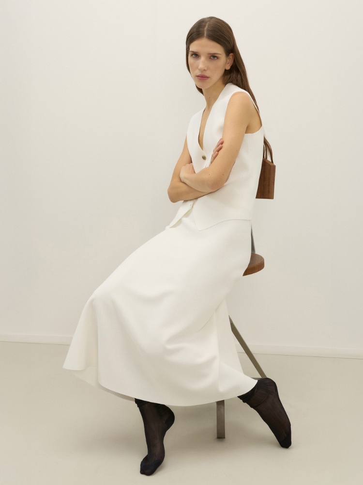 Viscose crepe yarn gilet + WHITE - Max Mara