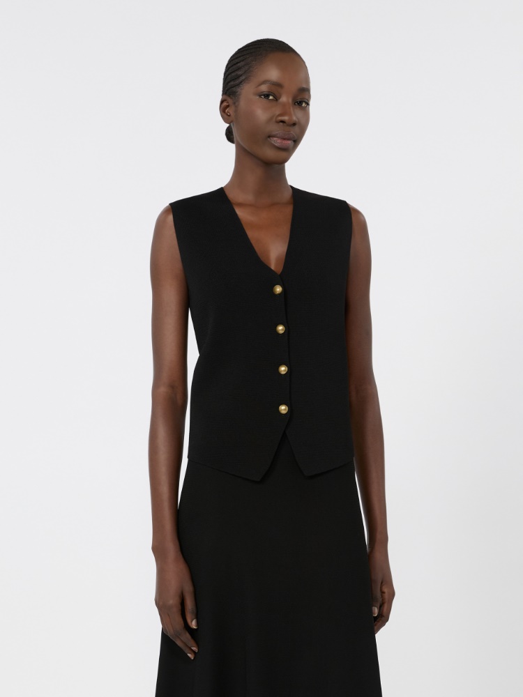 Viscose crepe yarn gilet - BLACK - 2